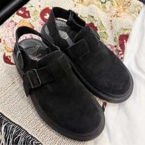 Dr. Martens Jorge Black Suede Clog Mule Sandal